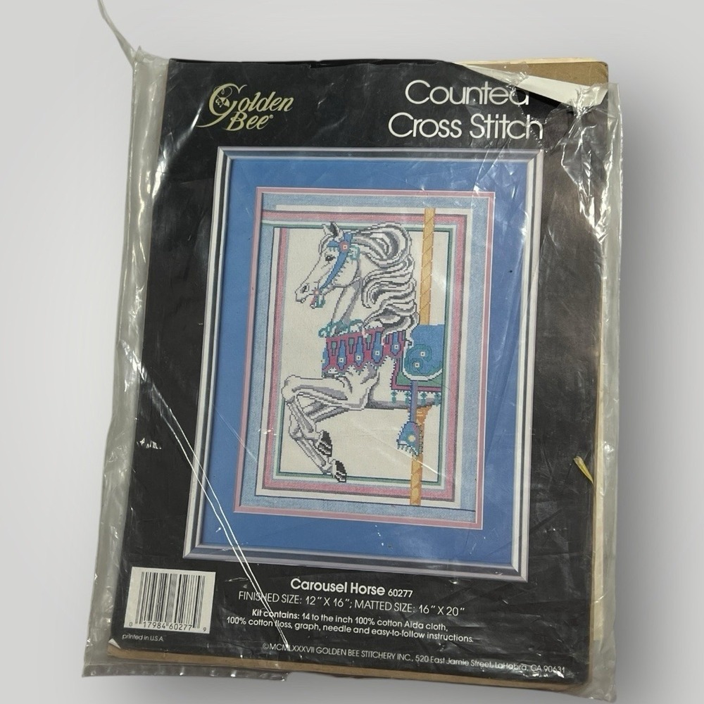 Golden Bee "Carousel Horse" 60277 Counted Cross Stitch Kit 12"x16" Gift NEW READ - Picture 2 of 8
